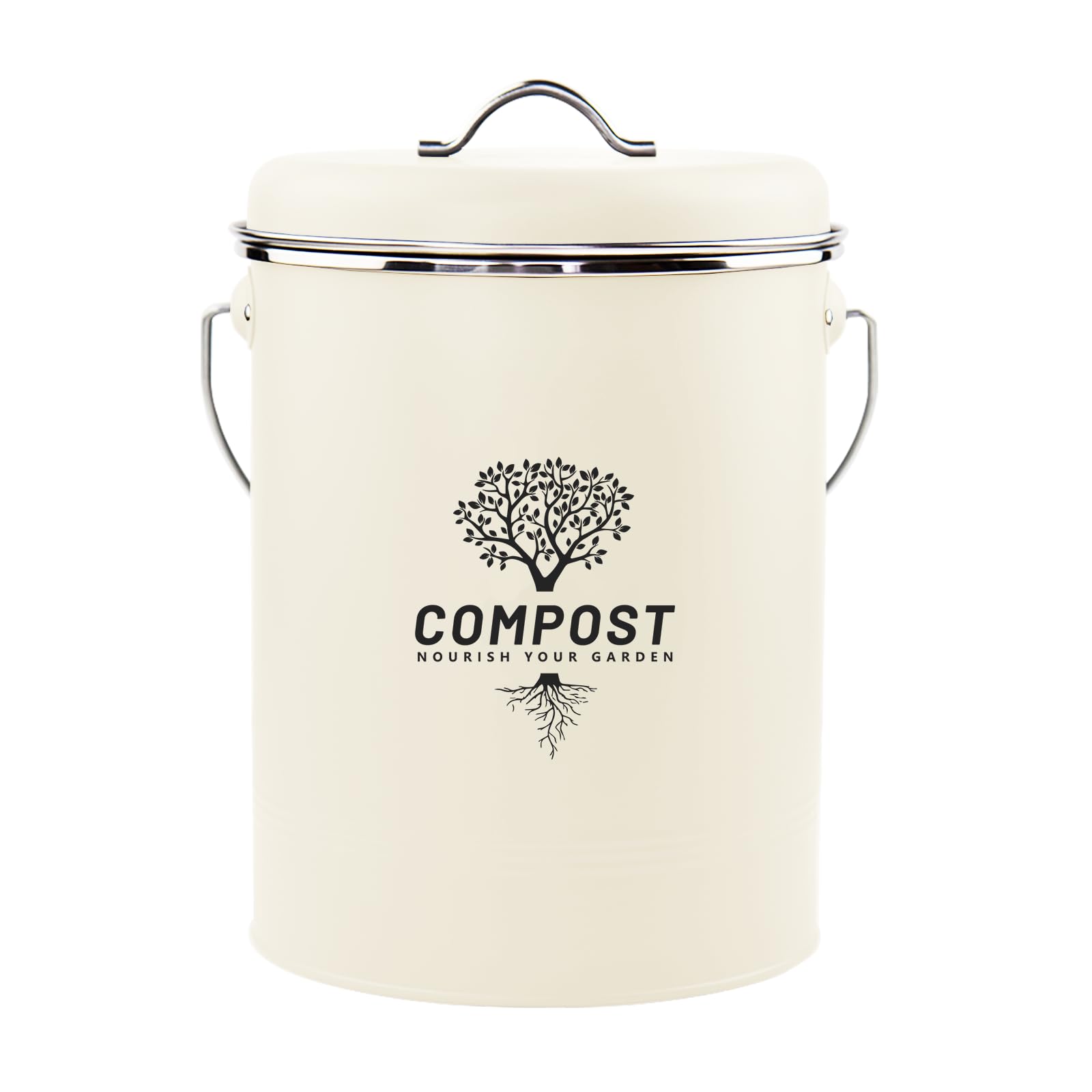 Holismo Kitchen Countertop Compost Bin, Odor Resistant Indoor Compost Bin With Lid And Charcoal Filter, Rust Resistant Coated Co