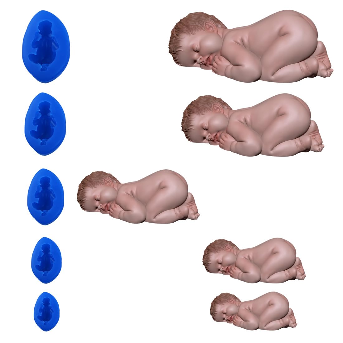 Sleeping Baby 3 Medium Silicone Mold B234 By First Impressions Molds