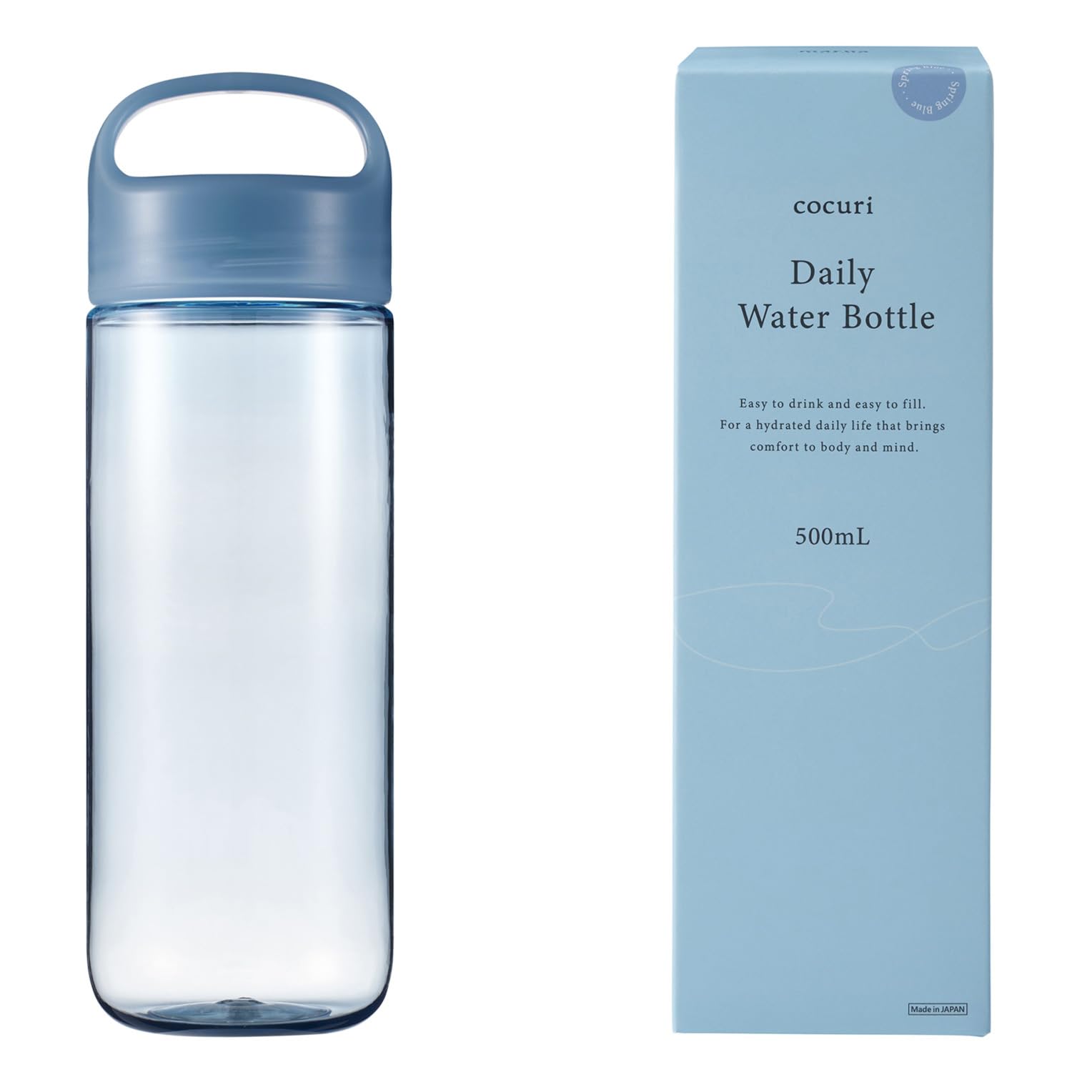 Marna Daily Water Bottle, 16.9 fl oz (500 ml) (Washerless) Smooth Mouth Feel Like Glass (Lightweight/Dishwasher Safe), Water Bot