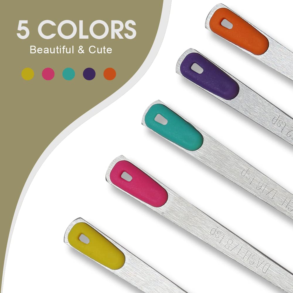 Beryler Mini Measuring Spoons Set, Tiny Stainless Steel Measure Teaspoons With Silicone Handle, Suitable For Small Amount Of Dry