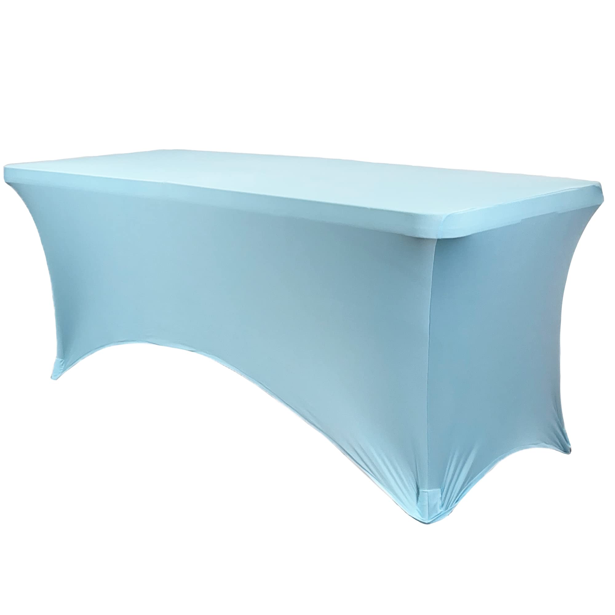 Your Chair Covers - 8 Ft Rectangular Fitted Spandex Tablecloths Patio Table Cover Stretchable Tablecloth - Light Blue