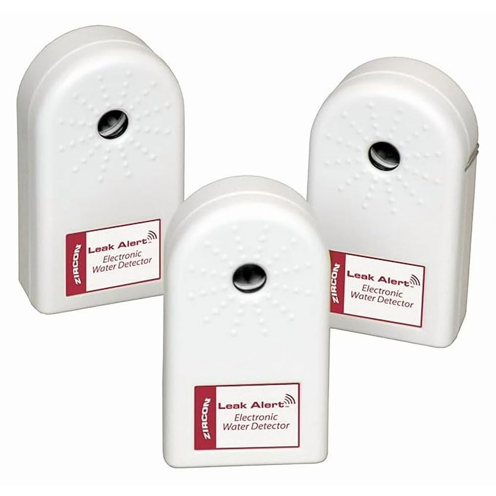 Zircon Leak Alert 3-Pack Water Detector Alarm - 90  dB Battery-Powered Leak & Flood Sensor for Basement, Kitchen, Bathroom, Util