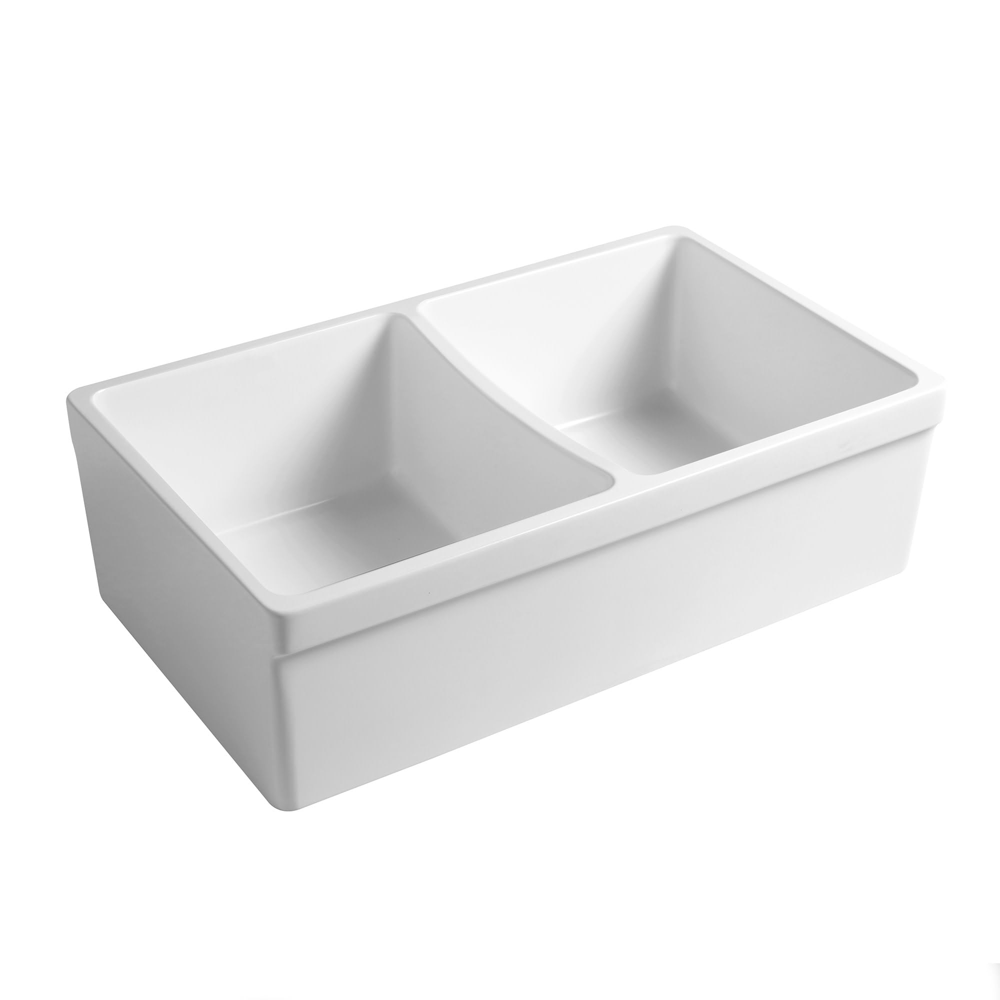 Whitehaus Collection Whqdb332-M-Lightcement Quatro Alcove Kitchen, Fireclay, Front Apron Sink, Matte, Light Cement
