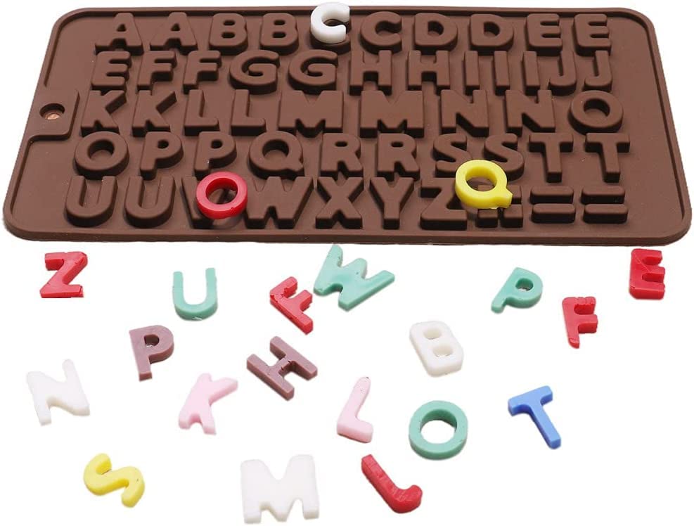 Letter Silicone Chocolate Mould Alphabet Silicone Molds 2Pcs Non-Stick Fondant Molds Perfect For Cake Decoration,Birthday Party