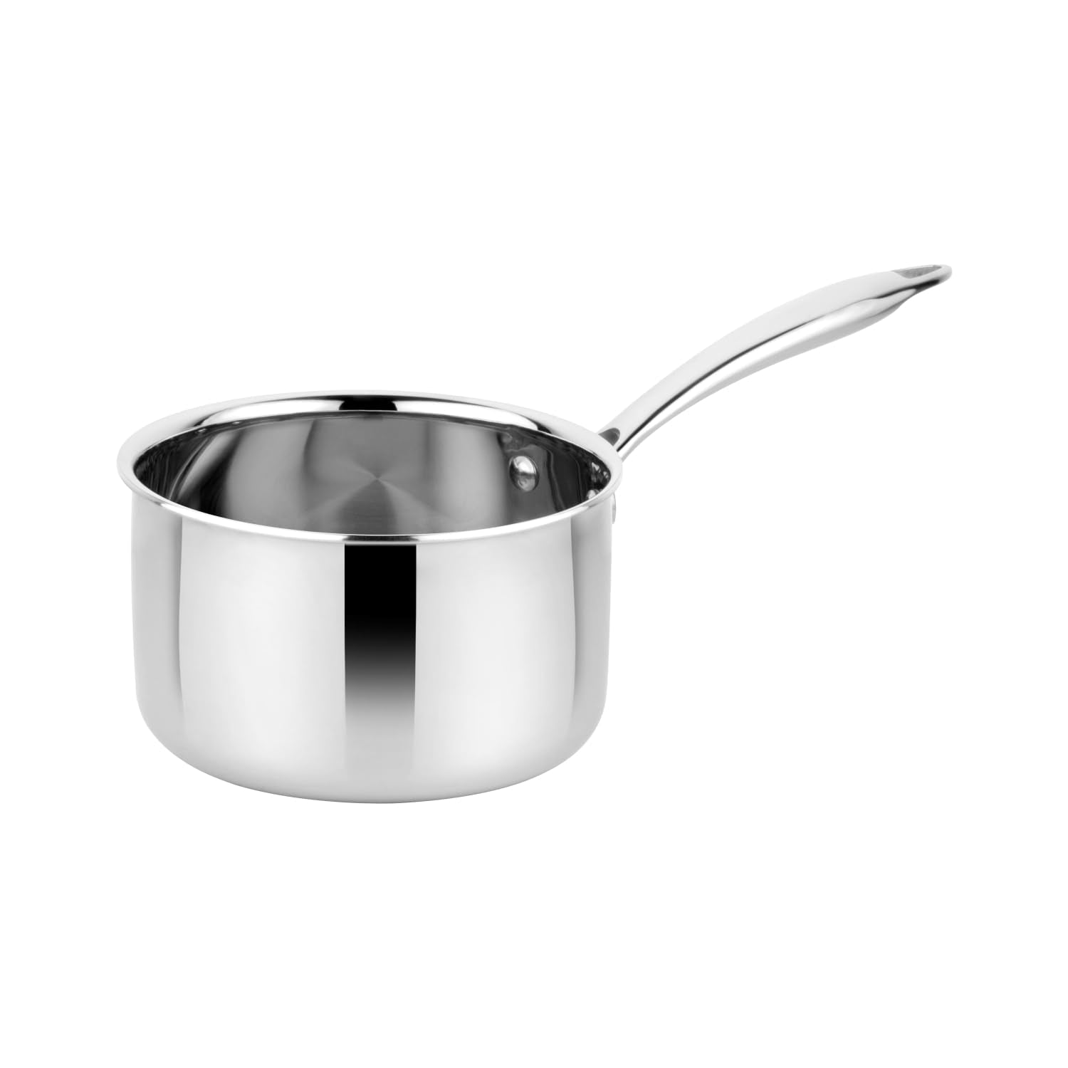 Prabha Prima Saucepan Without Lid, Stainless Steel, Kitchen Sauce Pan Utensils, 14Cm, 1.2L, Sauce Pan Container, Induction & Gas