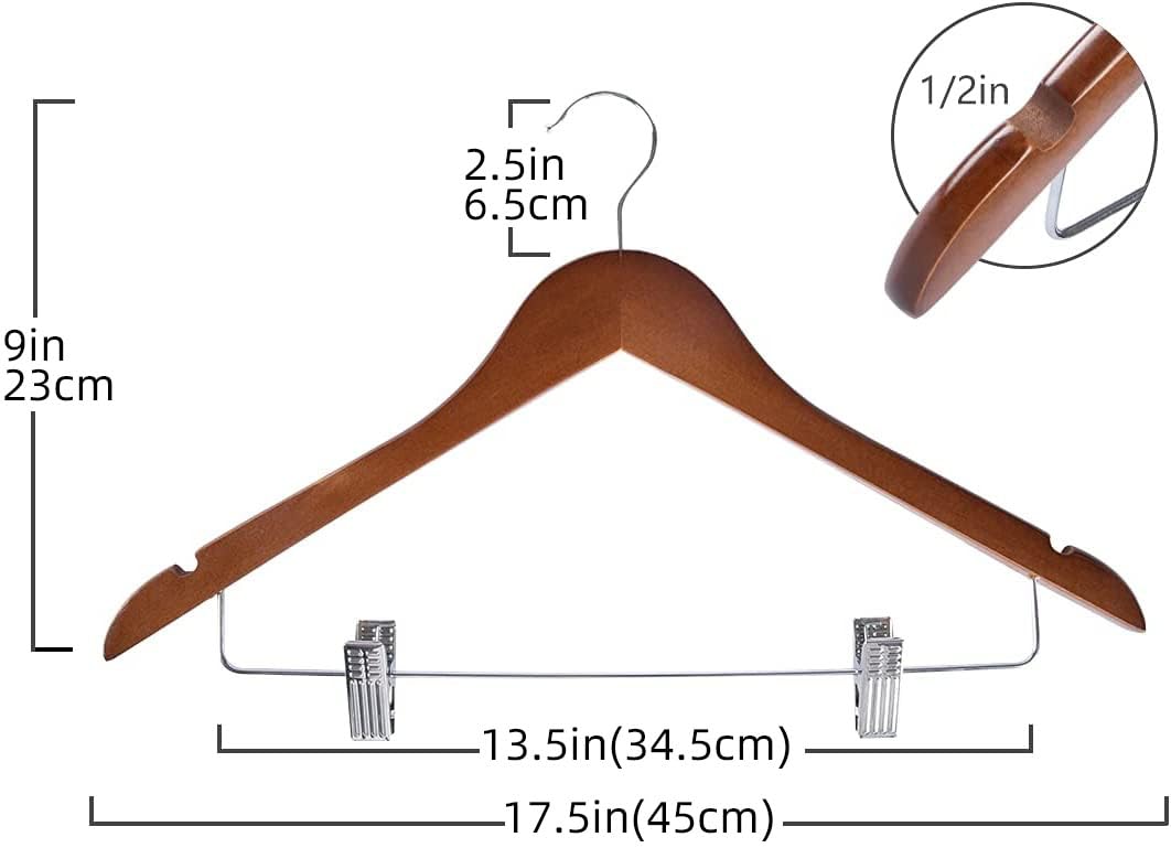 10 Pack Wooden Hangers Suit Hangers Skirts Hangers Coat Hangers With Clips