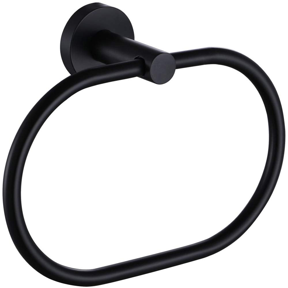 Towel Ring Matte Black, Angle Simple Stainless Steel Hand Towel Holder, Bathroom Face Towel Rack Wall Mounted