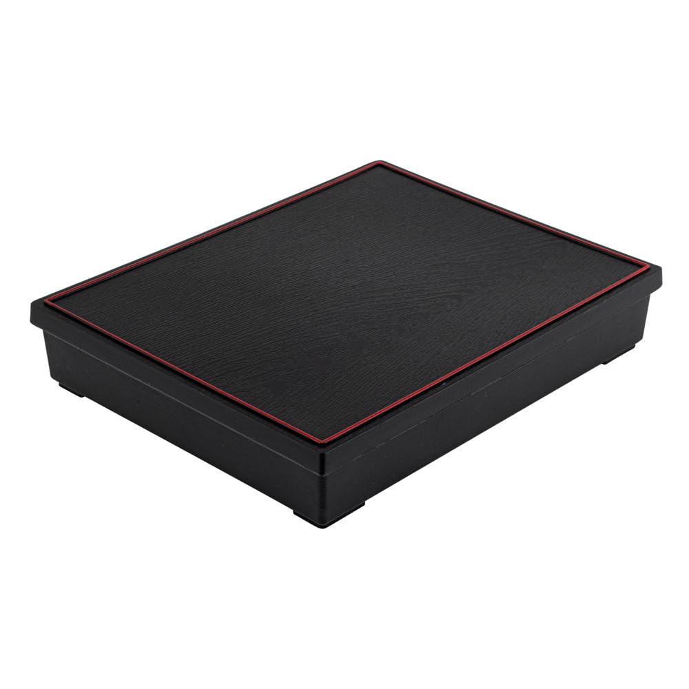 Restaurantware Bento Tek Rectangle Black & Red Large Japanese Style Bento Box - 5 Compartments - 12 1/4'' X 9 3/4'' X 2 1/4'' -