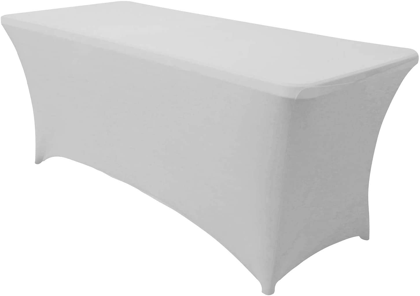 Obstal 8Ft Stretch Spandex Table Cover For Standard Folding Tables - Universal Rectangular Fitted Tablecloth Protector For Party