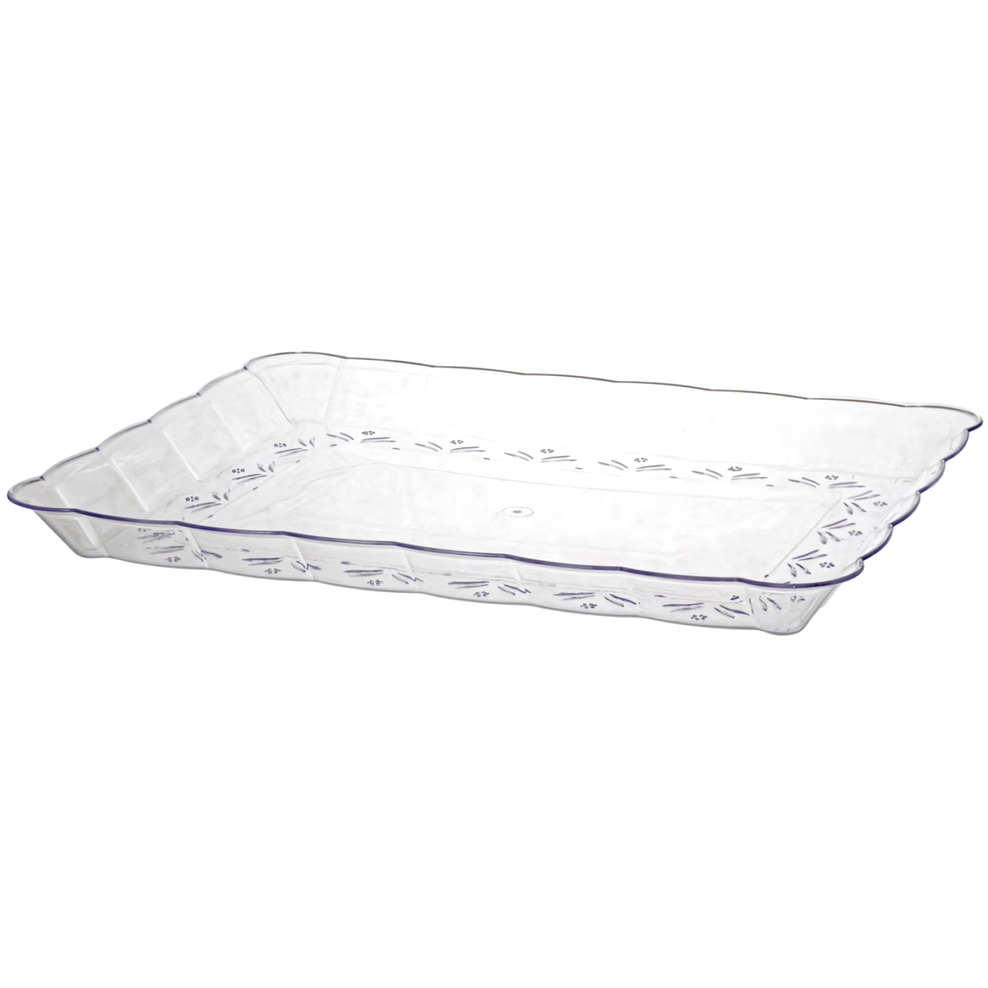 Bluesky Trading Elegant Clear Scalloped-Edged Plastic Tray - 9'' X 13''(1 Pc.) - Reusable Oblong Serving Platter & Plastic Food