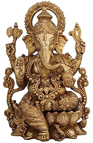 Fasherati Mangalkari Ganesha Brass Statue, Ganesha Idol Brass Big, Ganesh Ji Murti For Home, Office, And Pooja Room (Height 11.5