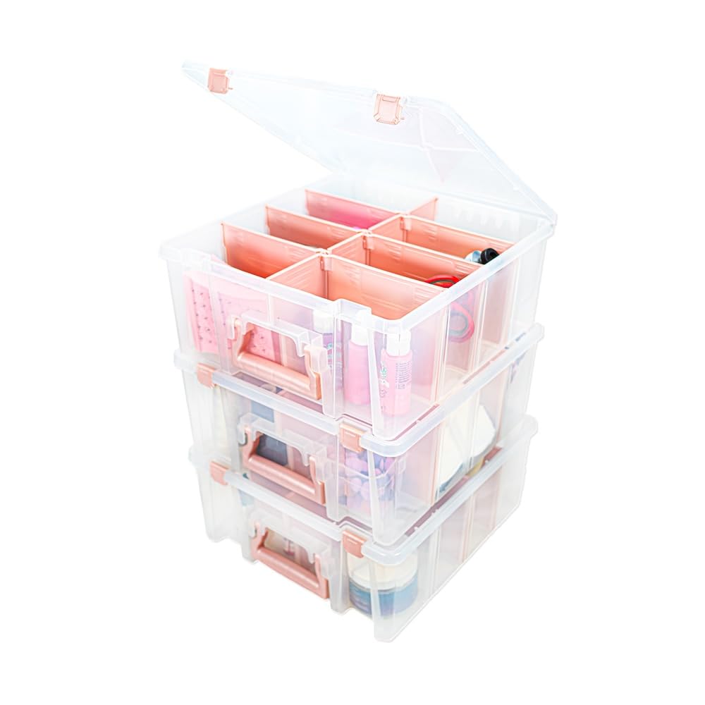 ArtBin 6990RK-AMZ Super Satchel Double Deep Compartment Box - Art Storage with 8 Removable Compartments, Smart Closure for Craft