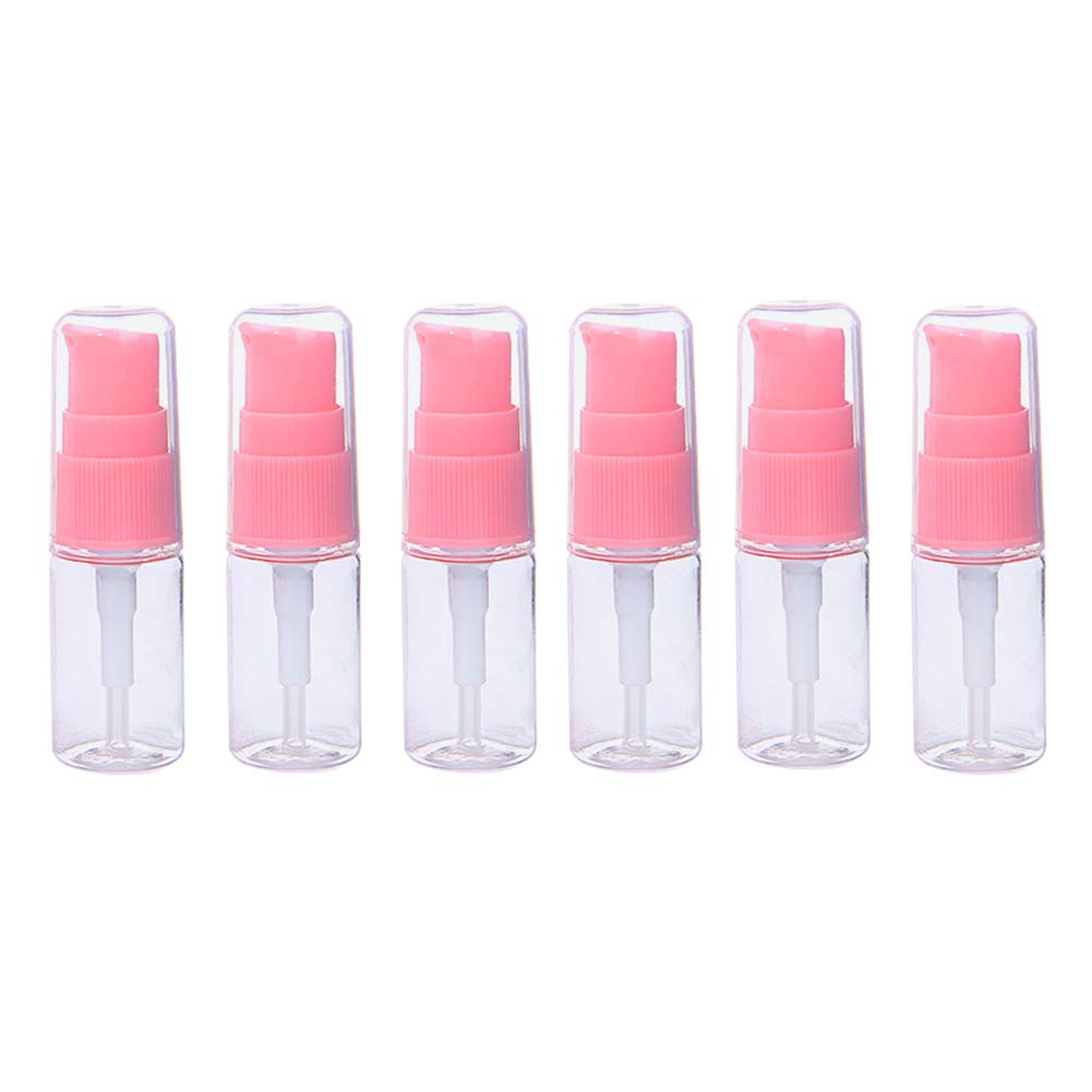 Ericotry 6 Pack Empty 10Ml Plastic Pump Bottles Cream Shampoo Lotion Pump Bottle Refillable Sample Travel Bottles Toiletries Liq