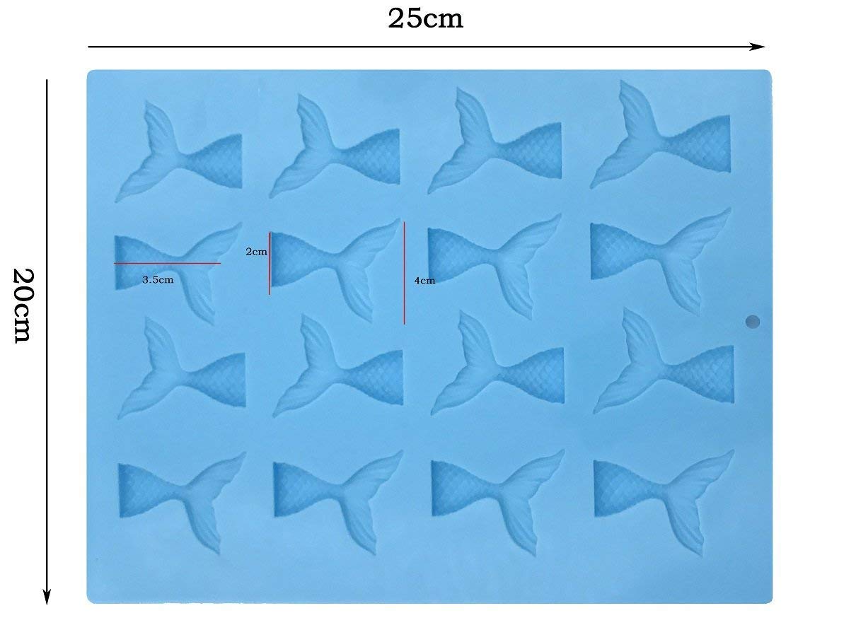 16 Cavity Gummy Mermaid Tail Mold Diy Candy Gelatin Maker Fishing Lures Cake Decorating Jello Shots Cupcake Topper Soap Chocolat