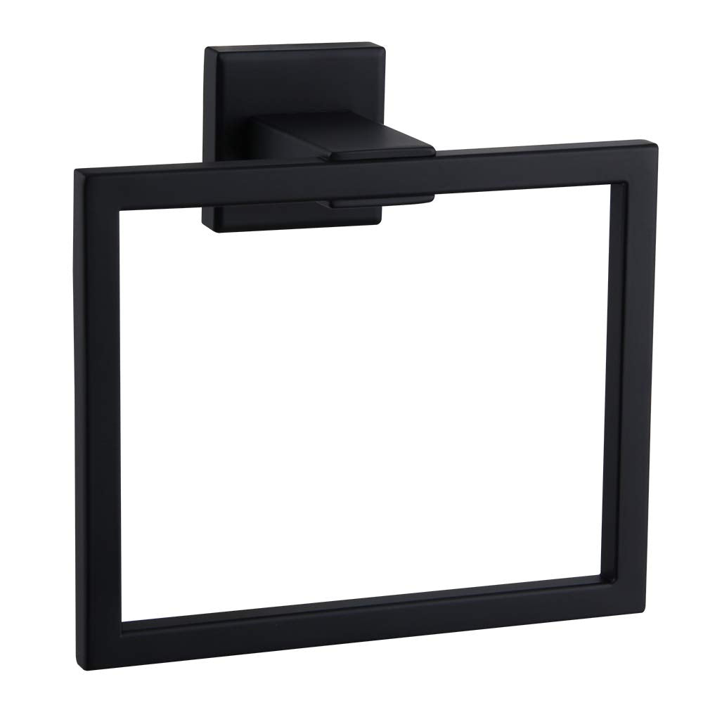 Kimzcn Matte Black Hand Towel Holder For Bathroom Sus 304 Stainless Steel Towel Ring Simple Square Towel Hanger Heavy Duty Hand