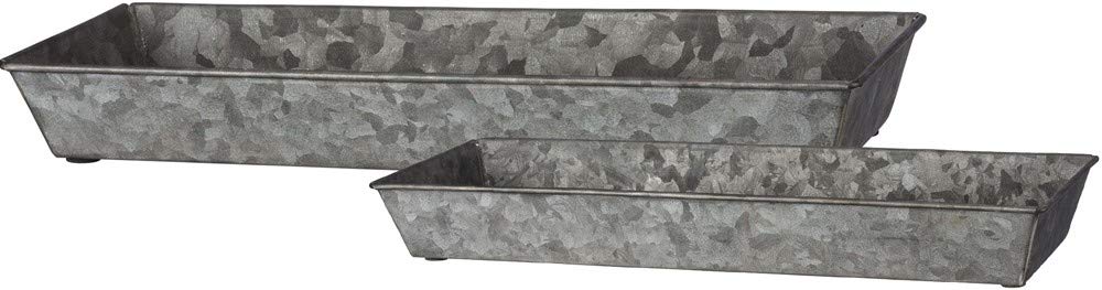 Primitives by Kathy 39710 Galvanized Rectangular Trays, Set of Two, Rustic Tin