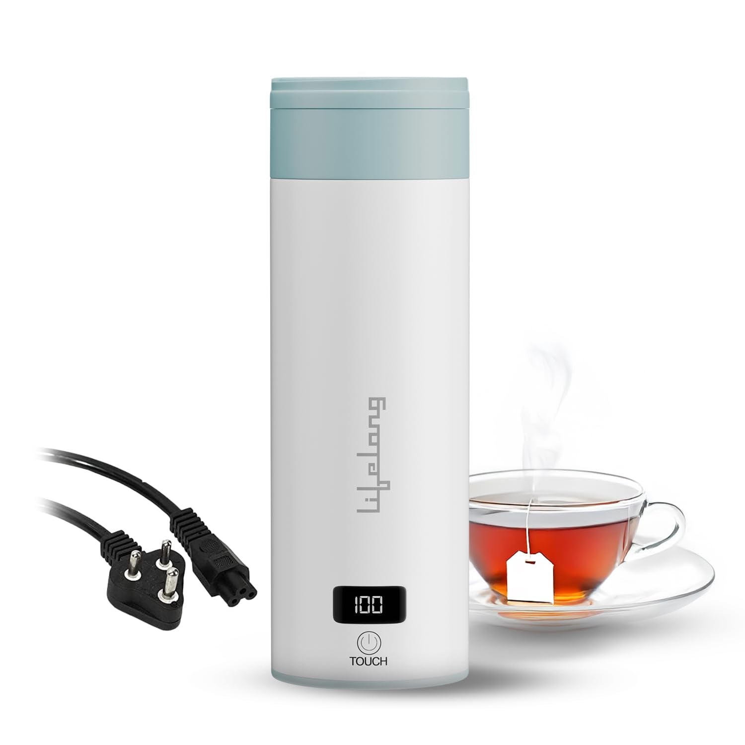Lifelong 2-In-1 Portable Electric Kettle & Bottle For Travel-400Ml|Digital Display & Touch|4 Temperature Settings|304 Stainless 