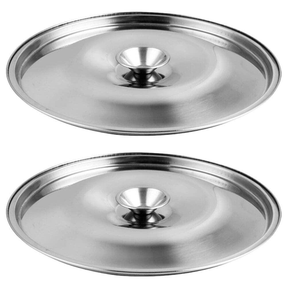 Yardwe 2Pcs Stainless Steel Cover Bowl 5In Universal Small Pot Lid Mini Pan Lid Bowl Covers Saucepan Cover Spices Pots Cover Sea