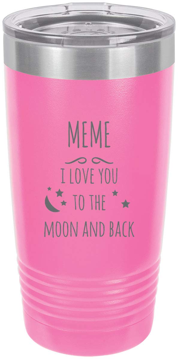 Meme - I Love You To The Moon And Back Stainless Steel Engraved Insulated Tumbler 20 Oz Travel Coffee Mug, Pink