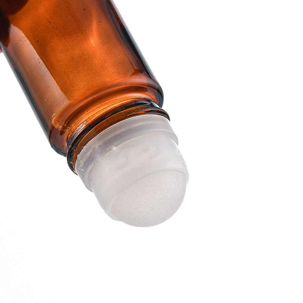 Wresty 1.7 Oz/50Ml Glass Roll On Bottles Empty Deodorant Bottles Leak-Proof Diy Deodorant Container Amber Glass Roller Bottles F