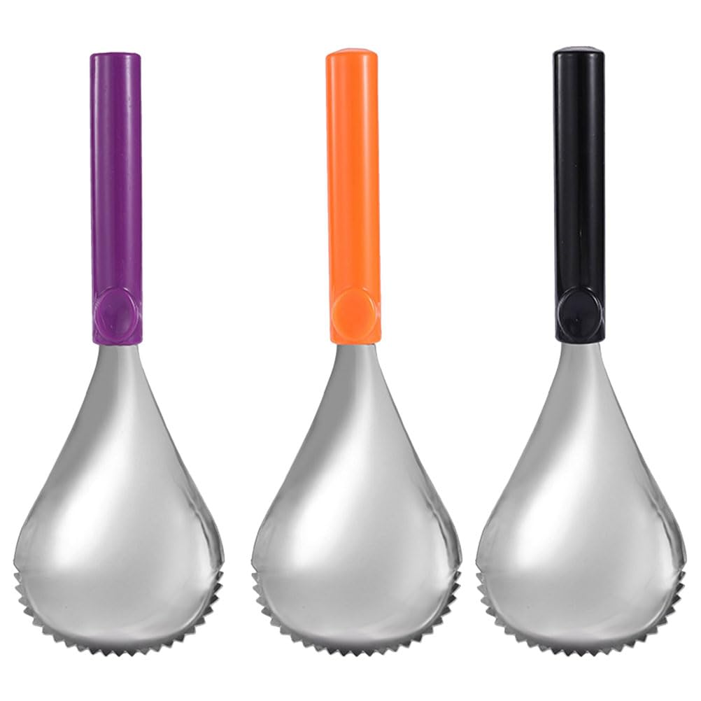 Luozzy 3Pcs Manual Pumpkin Corer Scoop Pumpkin Pulp Separator Stainless Steel Pumpkin Scooper (Orange, Purple, Black)