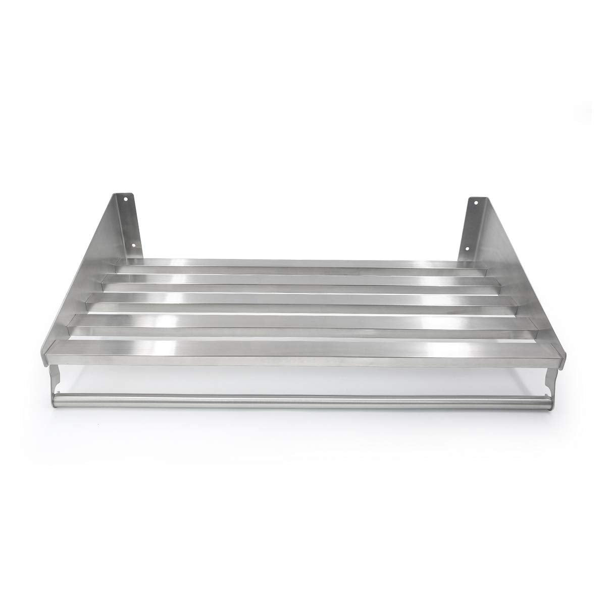 Mecete 304 Stainless Steel Standard Wall Shelf, Cookware Organizer, Kitchen Wall Pot Pan Rack,With 6 Hooks, Capacity 200 Lb (23.