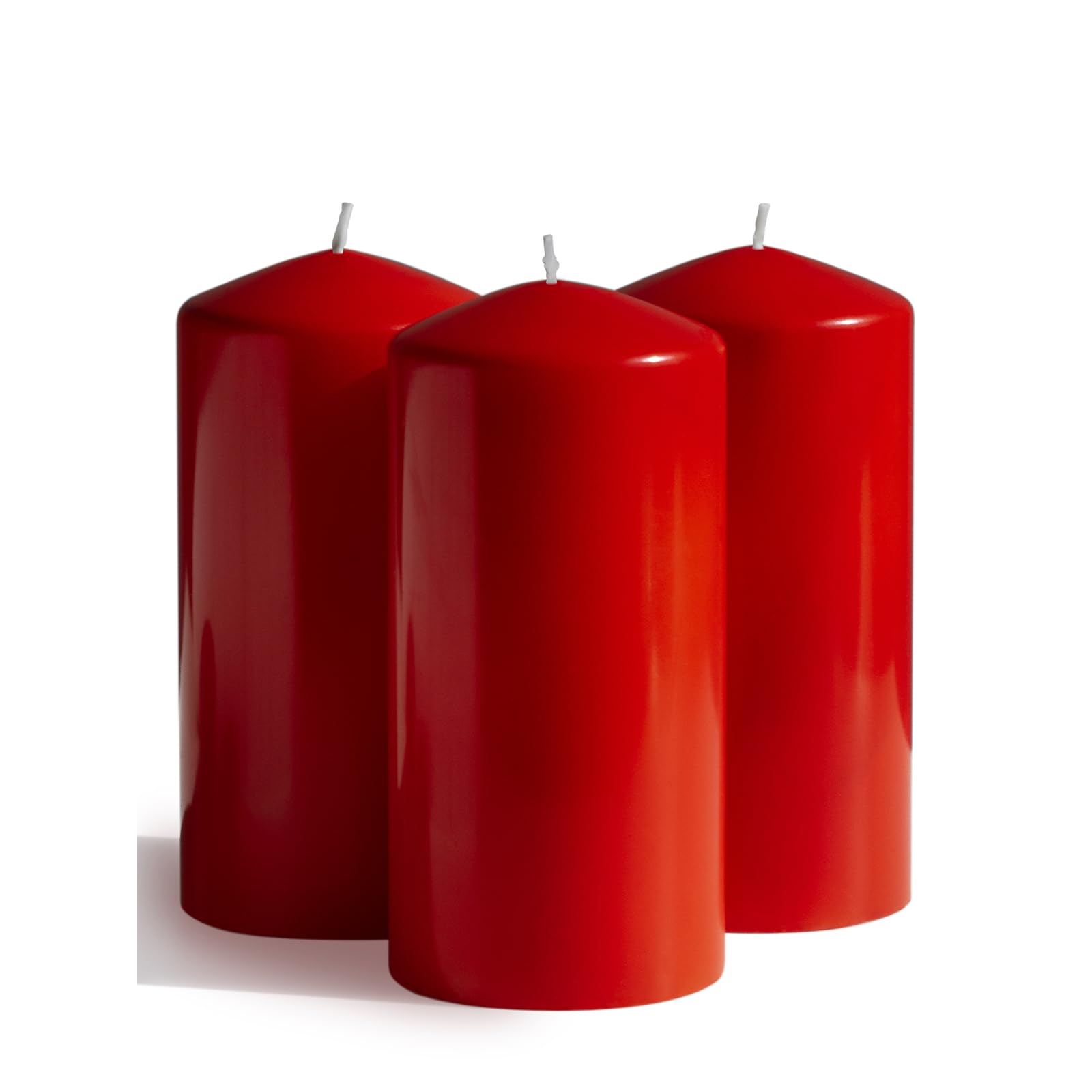 CANDWAX 3x6 Pillar Candles Set of 3 - Red Christmas Candles Pillar - 80-Hour Burn Time Self-Extinguishing Long Lasting Candles f