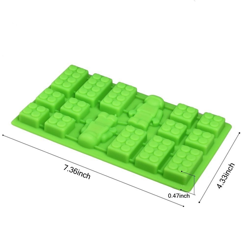 Minifigure Multi Building Bricks Ice Cube Trays & Candy Chocolate Molds For Melted Chocolate & Crayons - Birthday Day Or Party F