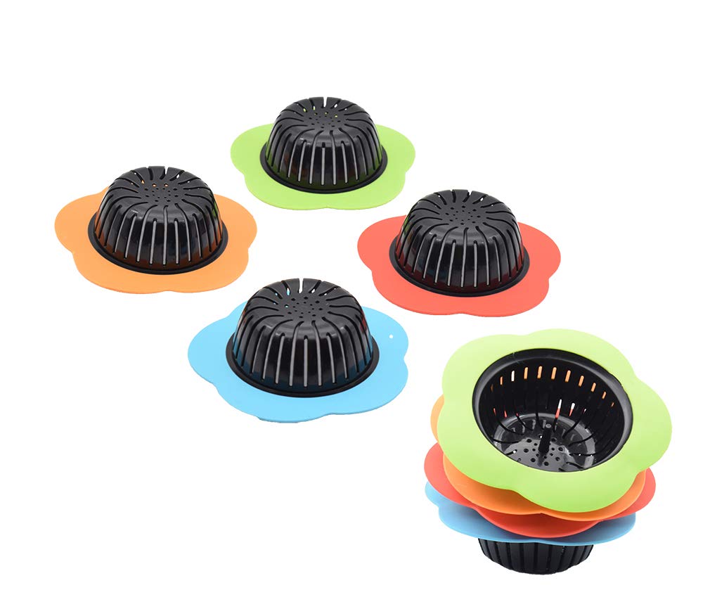 Tmflove Kitchen Sink Strainer 4 Pack, Pouring Strainers,Drain Filterlarge Wide Rim 4.5'' Diameter (4.5'' Diameter, 4 Color)