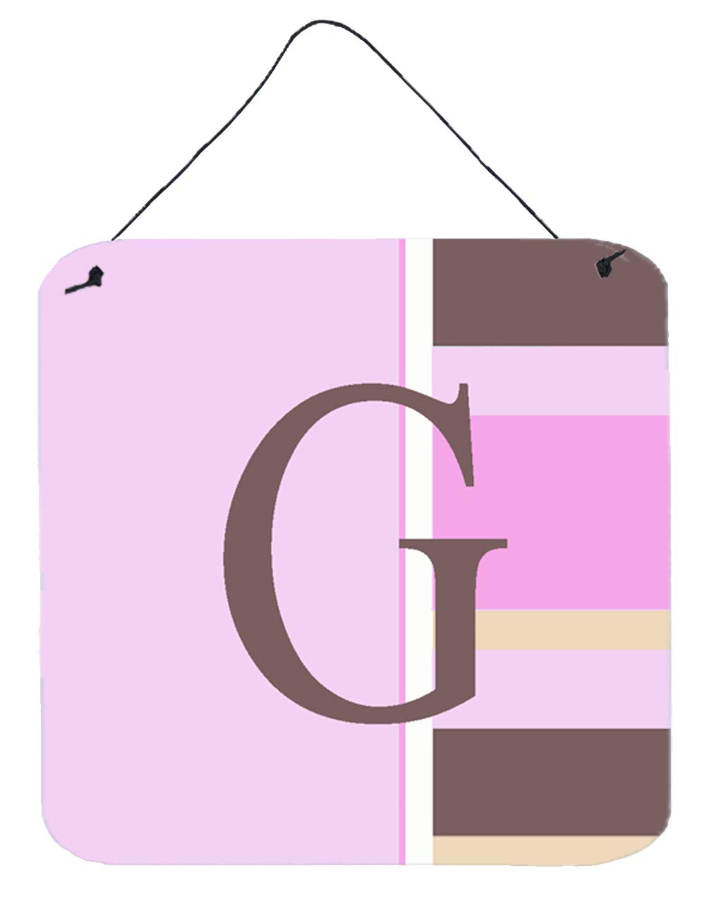 Caroline's Treasures CJ1005-GDS66 Letter G Initial Monogram - Pink Stripes Wall or Door Hanging Prints Aluminum Metal Sign Kitch