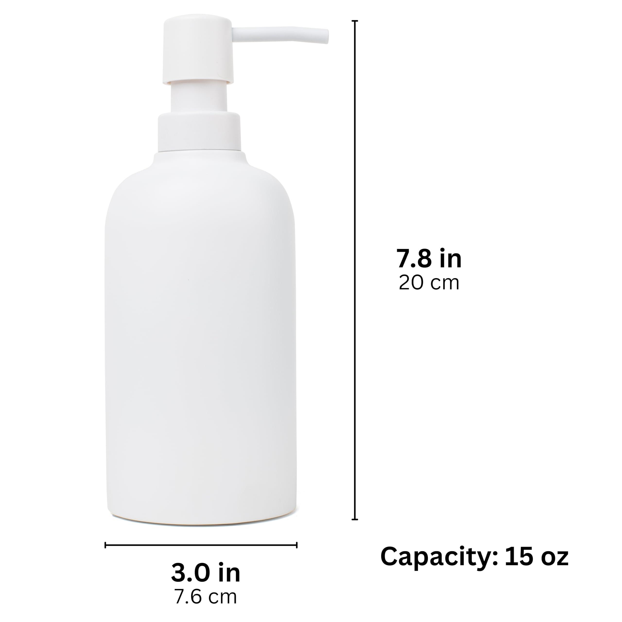 Yew Design Matte White Soap Dispenser for Bathroom  15oz Round Rustproof Liquid Hand Dish Soap Dispenser Pump for Kitchen Sink  Countertop  and Bathroom