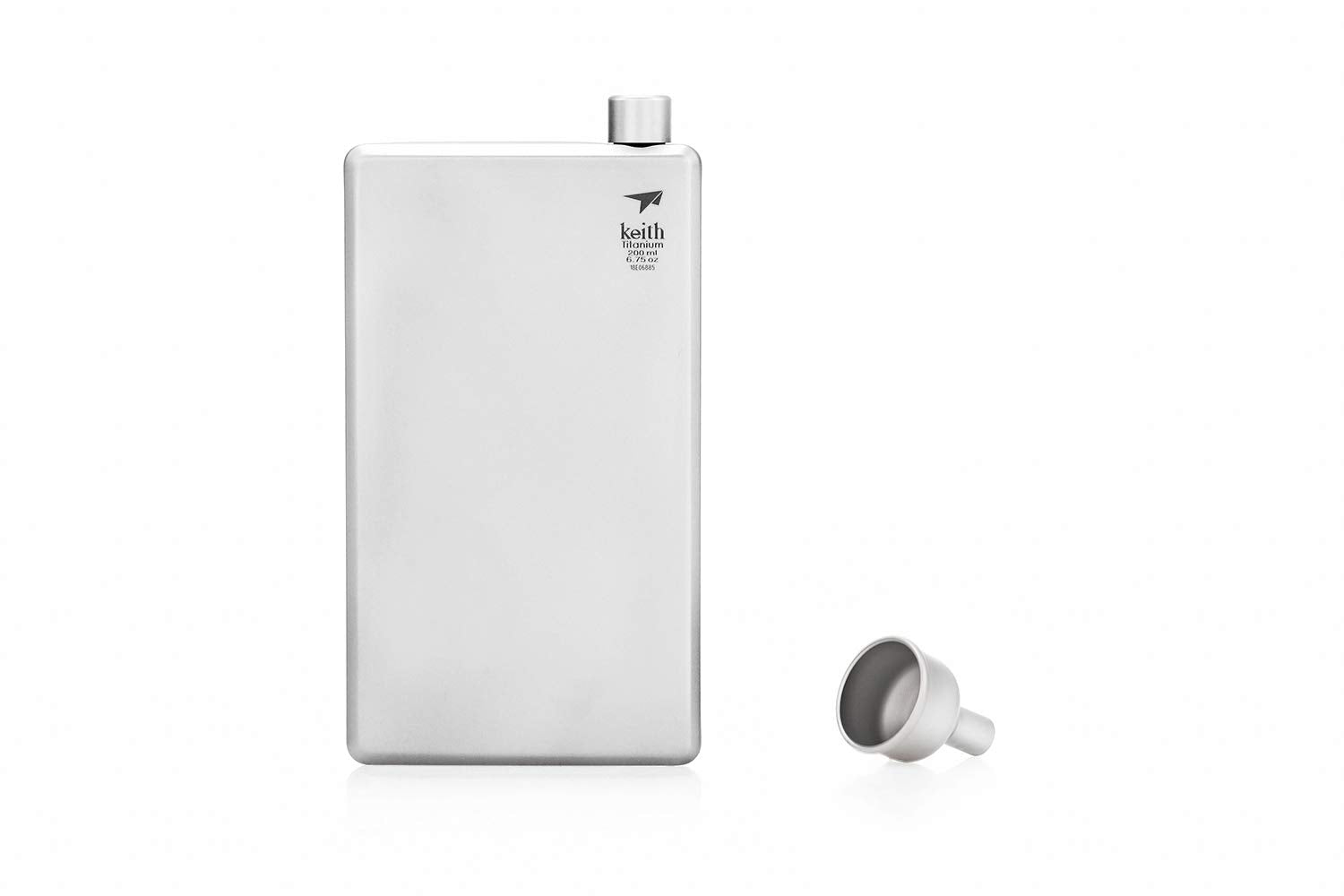 Keith Ti9307 Grade 1 Pure Titanium Pocket Flask with Funnel  6.8 fl oz
