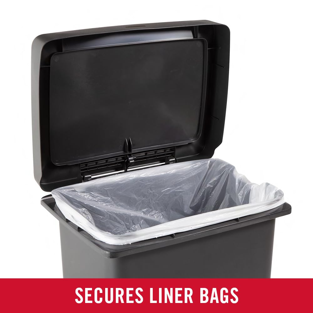 Rubbermaid High-Capacity Step-On Trash Can, 19 Gallon, Single Or Dual Stream Trash Or Recycling, Charcoal, Stainless-Steel Pedal