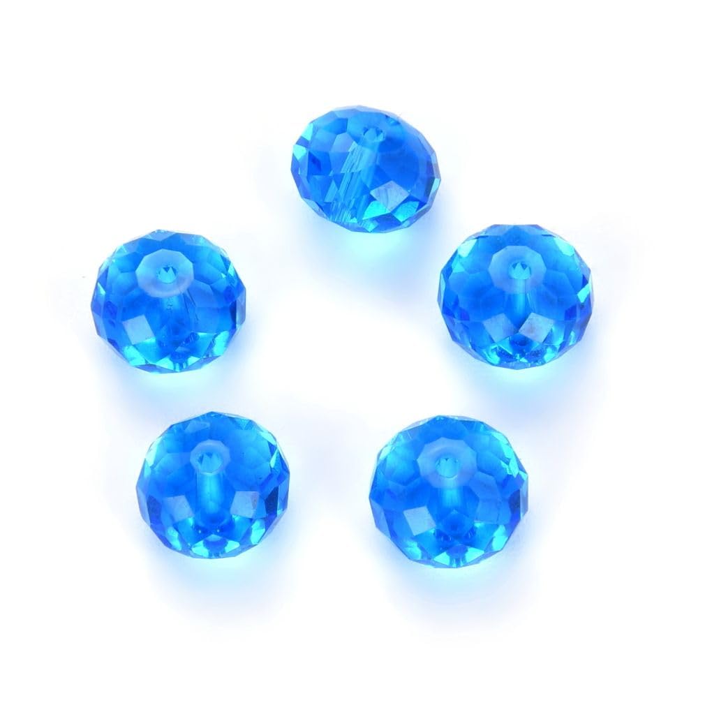 100Pcs Adabele Austrian 10Mm Faceted Rondelle Crystal Beads Capri Blue Spacer Compatible With 5040 Swarovski Crystals Preciosa S