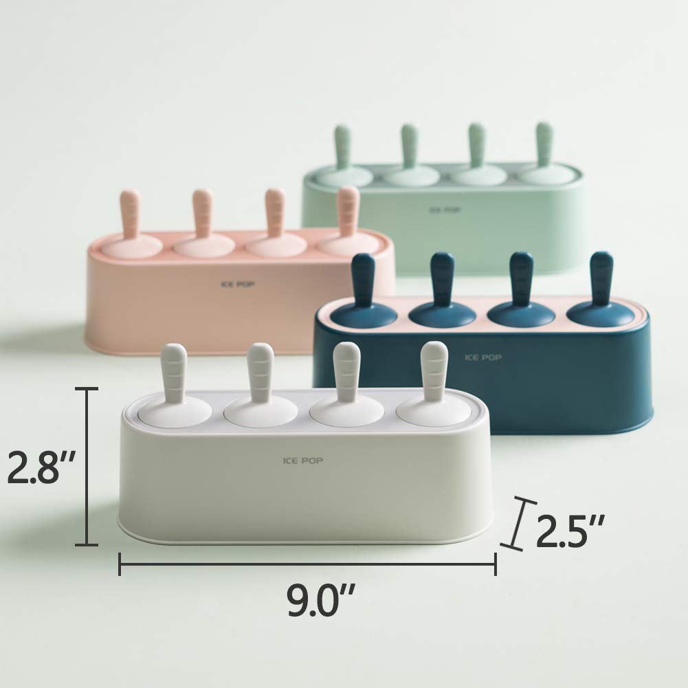Popsicle Mold Set 4 Pieces Homemade Silicone Popsicle Maker Kid Easy Release Ice Cream Molds Reusable Diy Pop Molds (White)