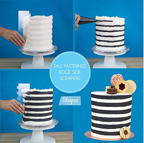 Pme Tall Patterned Edge Side Scraper For Cake Decorating-Stripes Acrylic 10, Transparent