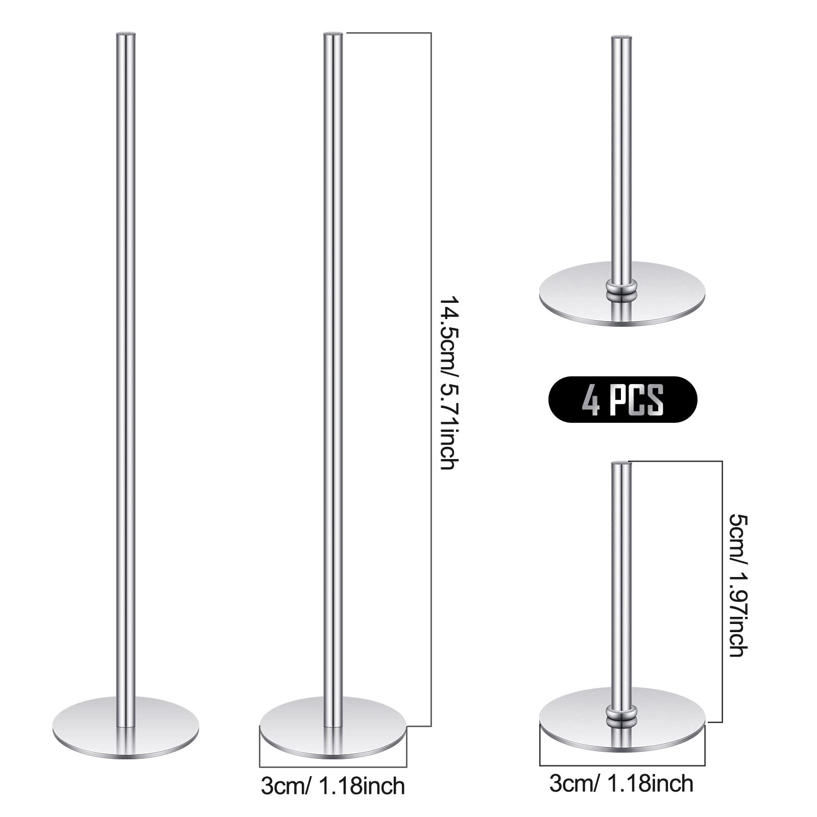 4 Pieces Stainless Steel Cake Heating Core 6 Inch And 2 Inch Silver Heating Rod Cake Baking Supplies For Baby Shower Birthday Pa