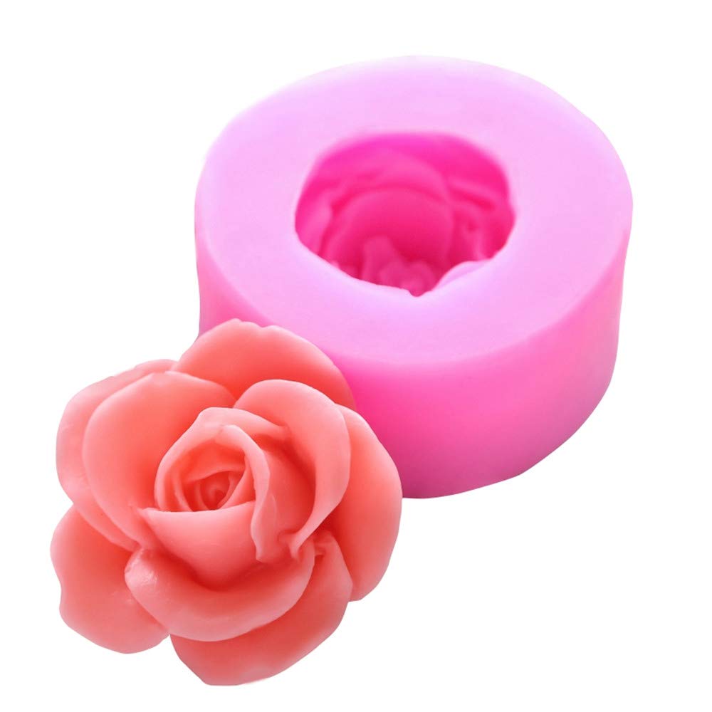 Obtanim 2 Pcs Bloom 3D Rose Flower Fondant Silicone Molds For Chocolate Cake Soap Candy Pastry Candle Dessert (2 Size)