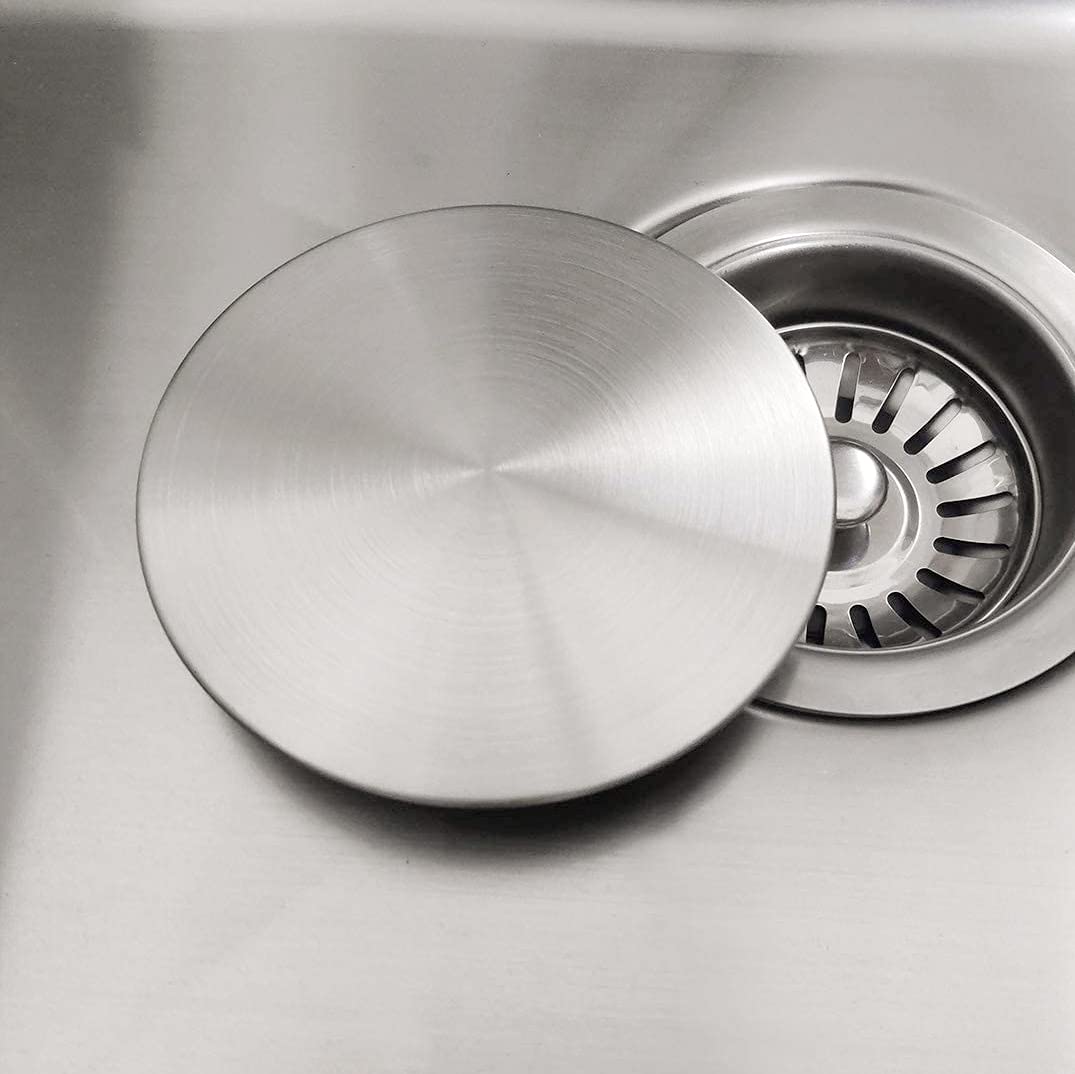 Gzila Kitchen Sink Stopper, Flat Decor Cover 304 Stainless Steel Sink Drain Stopper, Fits 3.5'' Standard Strainer Brushed Nickel