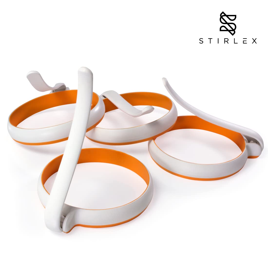 Stirlex 4-Inch Silicone Fried Egg Rings Set, 4-Pack, Round Mold For Pancakes, Breakfast Sandwich, Nonstick