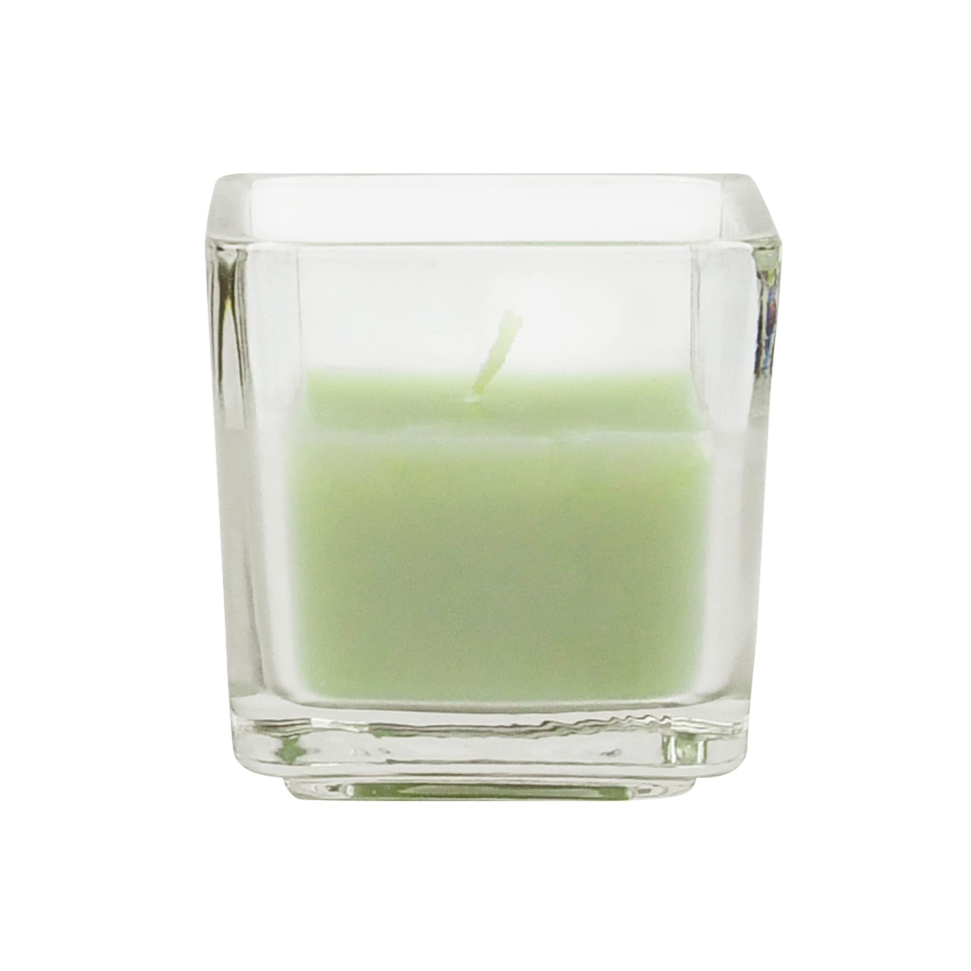 Zest Candle 12-Piece Votive Candles, Sage Green Square Glass
