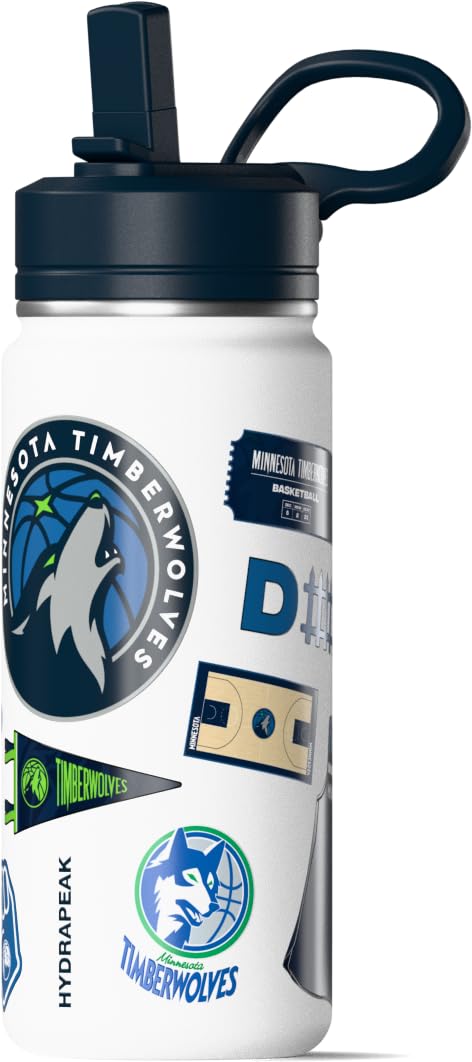 Hydrapeak x NBA Officially Licensed Minnesota Timberwolves 20 oz Active Water Bottle with Chug Lid and Handle Reusable Stainless