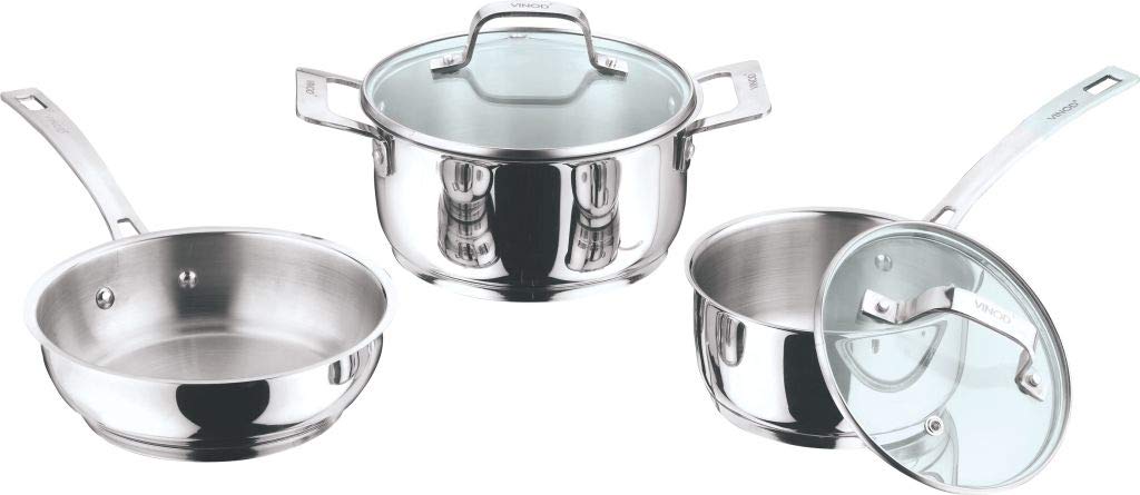 Vinod Stainless Steel Induction Friendly Florence Cookware Set- 2 Pieces, Silver