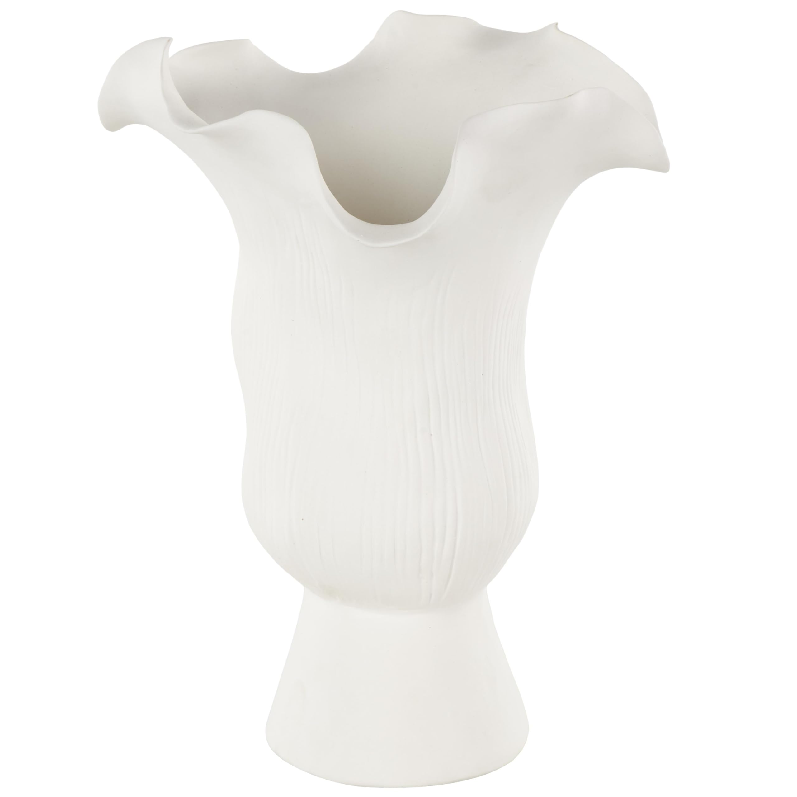Deco 79 Ceramic Abstract Decorative Vase Floral Inspired Centerpiece Vase with Linear Grooves, Flower Vase for Home Decoration 8