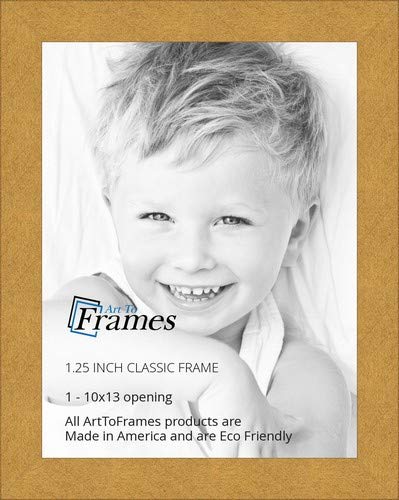 ArtToFrames 10x13 Inch Gold Picture Frame, This 1.25 Custom Poster Frame is Classic Gold, for Your Art or Photos - Comes with Re