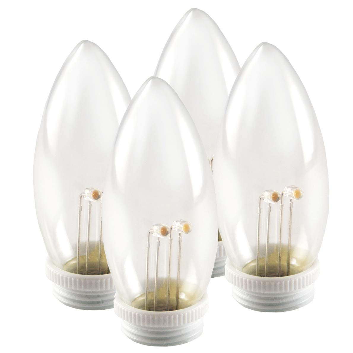 612 Vermont Ultra Bright, Battery Operated LED Window Candle Replacement Bulbs, VT-1935-R4-W, for White Candlesticks (4 Bulbs/Pa