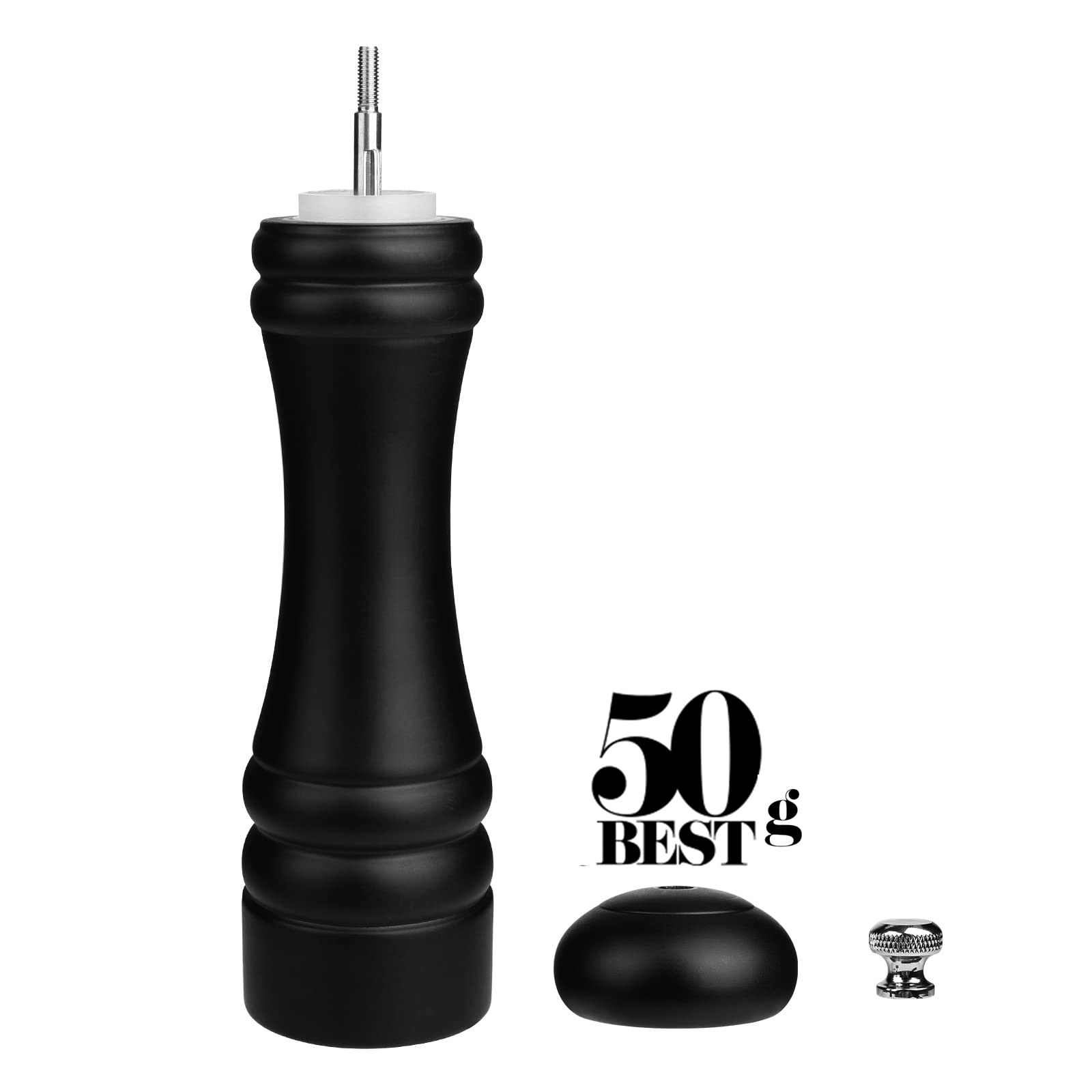 Joidxir Pepper Mill Black 12 Inch Tall Large Pepper Grinder Mill Wood Refillable Stainless Steel Metal Mechanism Adjustable Coar