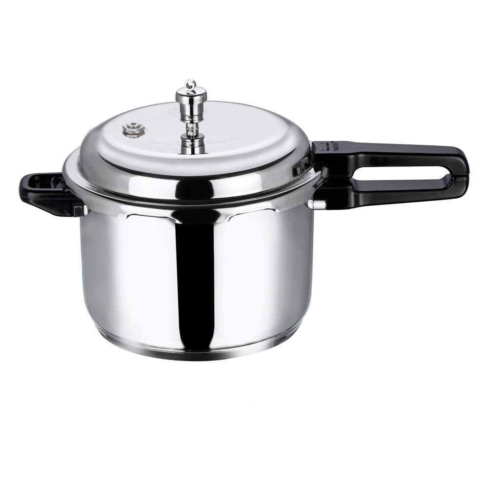 Vinod Pressure Cooker Stainless Steel - Outer Lid - 5 Liter - Induction Base Cooker - Indian Pressure Cooker - Sandwich Bottom -