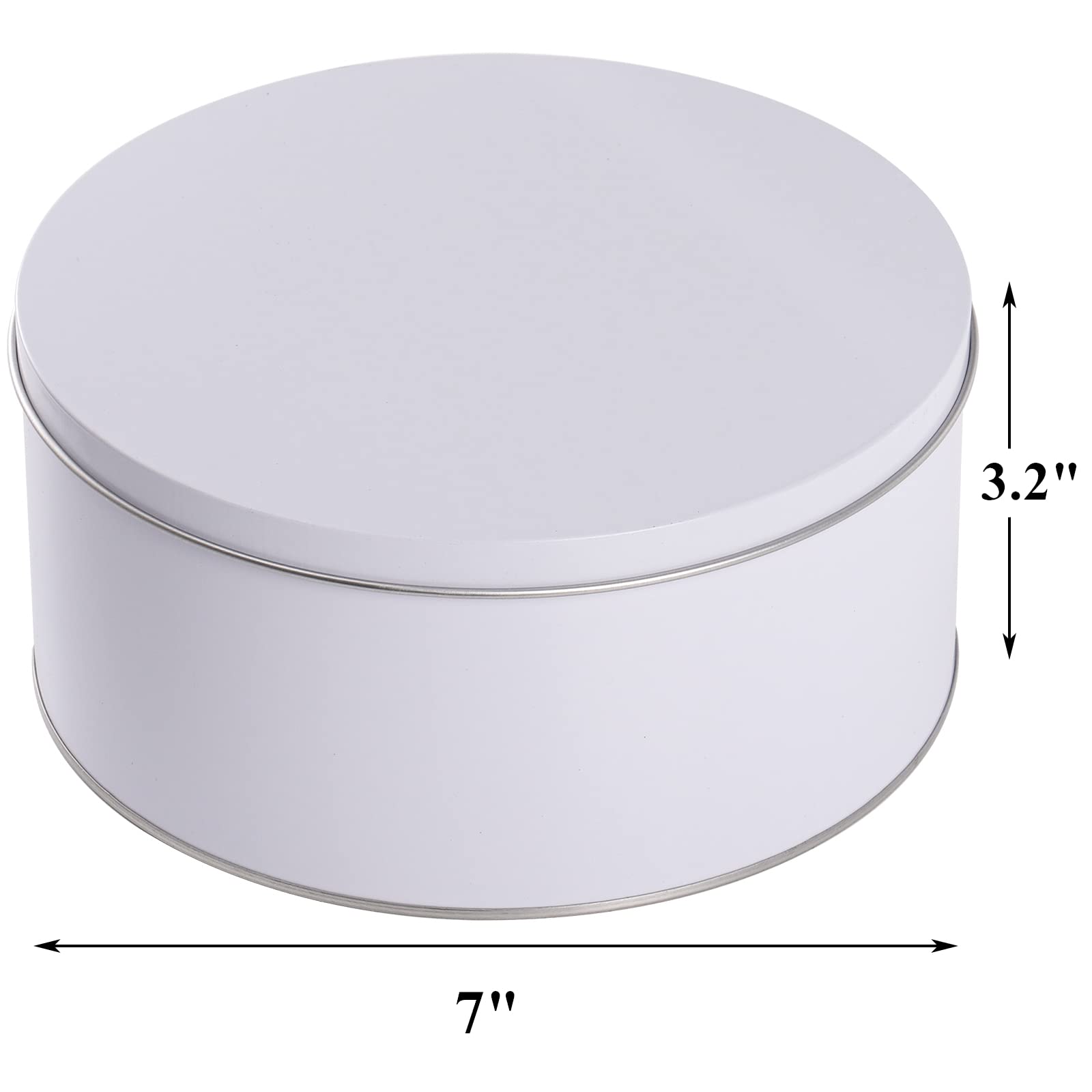 Yopay 3 Pack Cookie Tin With Lid, Round Sturdy Gift Tin, White Baking Cake Container For Storing Patisseries, Snack, Chocolate,