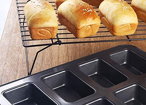 Mini Loaf Pan, 8-Cavity Non-Stick Carbon Steel Brownie Bakeware For Oven Baking